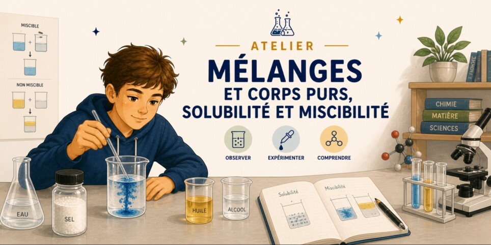 Atelier pédagogique - Mélanges et corps purs, solubilité et miscibilité - Workshops and courses