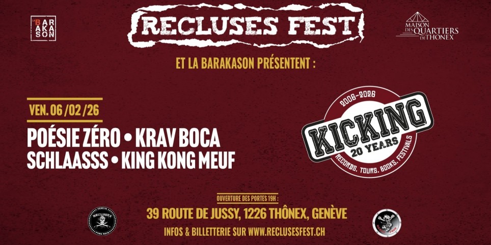 Pass Samedi : Recluses Fête 20 ans Kicking :Les $heriff + Vulgaires Machins + Le Réparateur + Not Scientists - Festivals