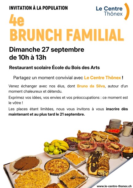 Brunch des familles - Le Centre Thônex - 27 septembre 2026 - Family - Restaurant scolaire Ecole du Bois-des-Arts