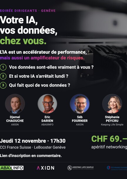 Votre IA, vos données, chez vous - Conférences - LeBooster Genève, CCI France Suisse
