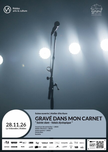 Gravé dans mon carnet  « Soirée slam - Valais dystopique » - Workshops and courses - La Vidondée