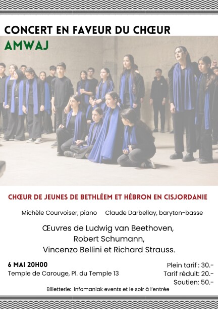 Concert en faveur du choeur de jeunes en Cisjordanie  "AMWAJ" - Concerts