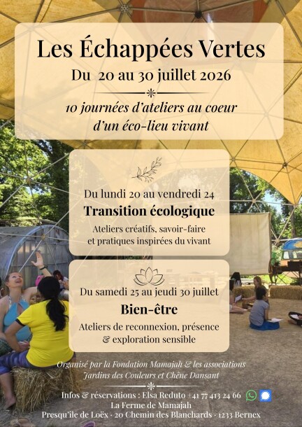 Les Echappées Vertes - Workshops und Praktika - Fondation Mamajah