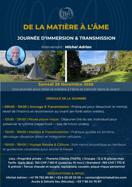 De la Matière à l'Âme — Immersion & Transmission - Workshops and courses - Propriété privée - Thorens-Glières