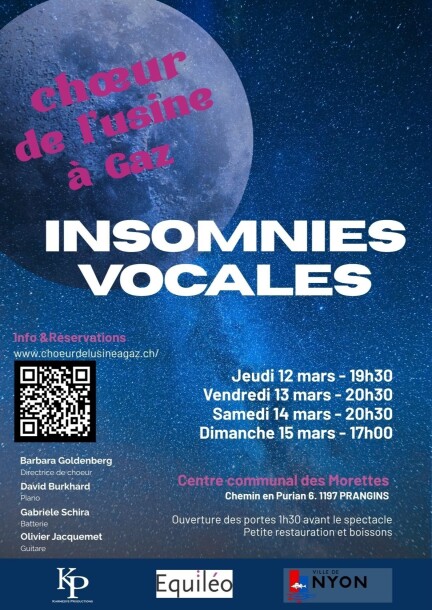 Concert Choeur de l'usine à Gaz, Insomnies vocales - Culture and shows