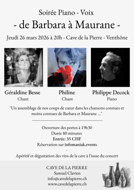 Concert Piano - Voix "de Barbara à Maurane" - Concerts