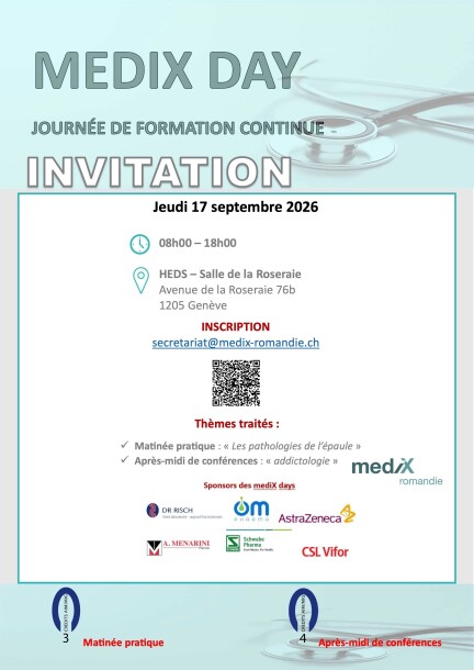 mediX day (atelier ostéo-articulaire le matin et conférences l'après-midi) - Formations - HEDS – Salle de la Roseraie