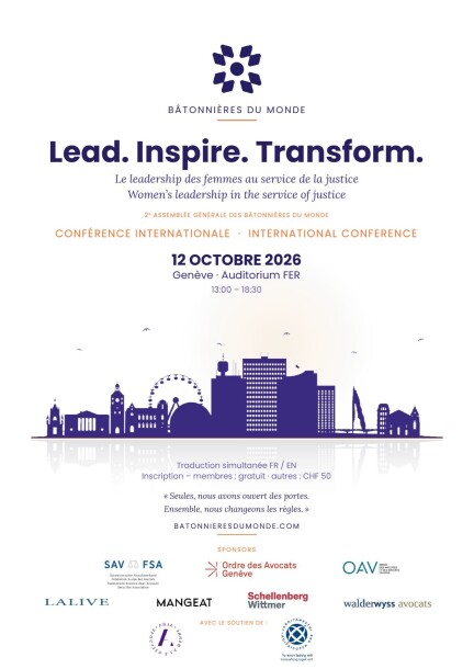 Conférence Bâtonnières du monde - 12 octobre 2026 - Konferenzen - FER Genève - Auditorium