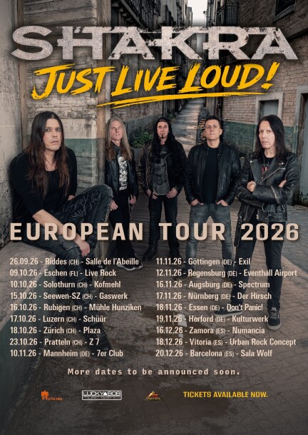 SHAKRA « Just Live Loud ! » European Tour 2026 + TBA - Concerts - L'Abeille