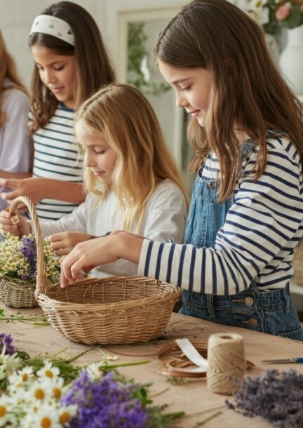 Atelier enfant confection d'un panier fleuri champêtre - Ateliers et stages - Garden Centre Schilliger