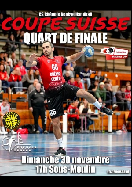 Coupe de Suisse La Mobilière - Quart de Finale - Chênois Genève Handball contre Saint-Gall - Sport