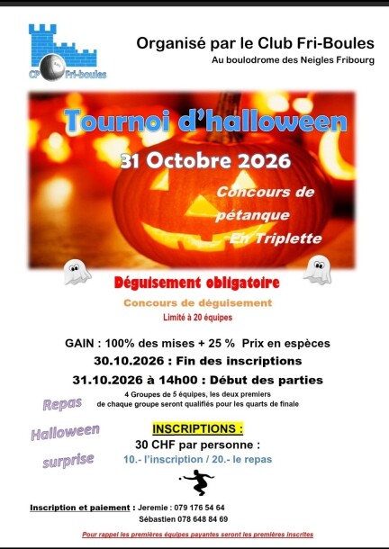 Tournoi d'Halloween - Concours de pétanque en triplette - Sport