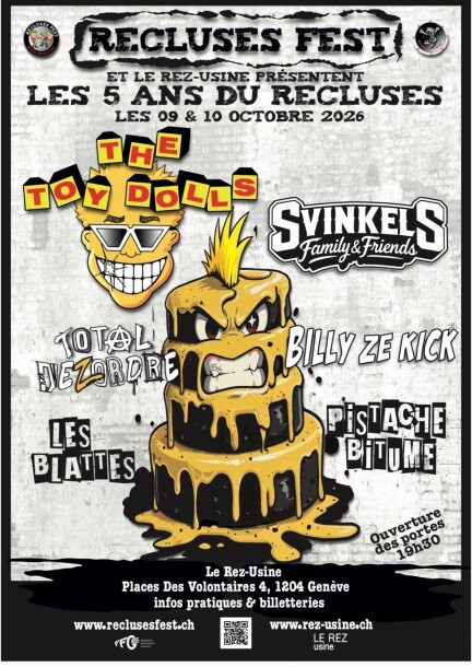 Pass 1 jour Vendredi les 5 ans du Recluses avec Les Svinkels + Billy ze Kick + Les Balttes - Concerts
