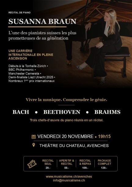 Bach · Beethoven · Brahms - Susanna Braun, piano - Musique classique - Théâtre du Château