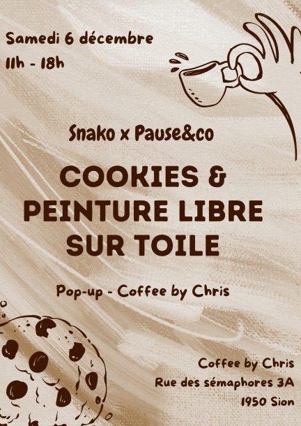 Pop-up Snako x Pause&Co - Cookies et peinture libre sur toile au Coffee by Chris - Loisirs