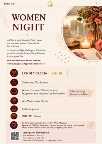 WOMEN NIGHT  SOIRÉE  ENTRE FEMMES  AVEC LA RABBANITE ALIZA HAYOUN - Loisirs