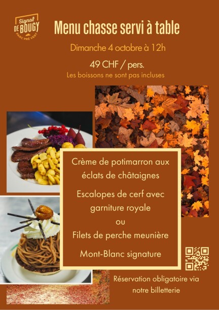 Menu chasse servi à table - Freizeitbeschäftigungen - Restaurant du Signal de Bougy