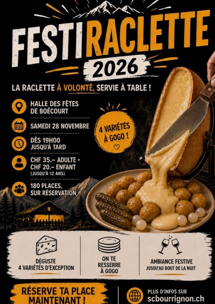 Festiraclette - Loisirs - Halle des fêtes de Boécourt