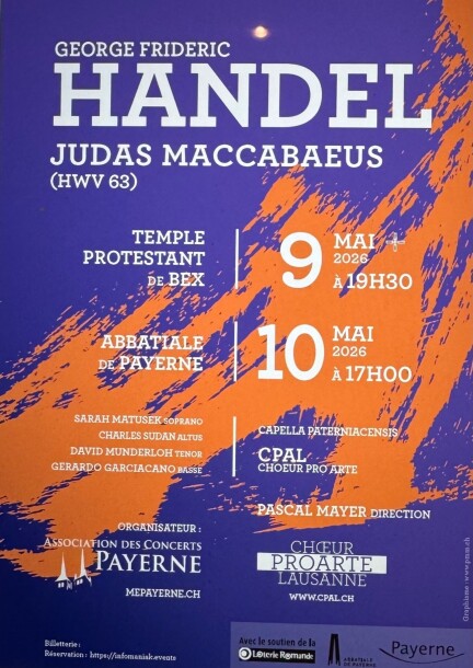 Judah Maccabeaus de George Frideric Handel - Concerts - Temple de Bex