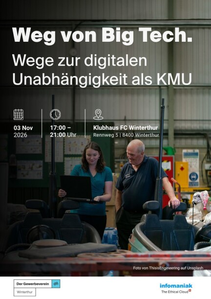 Weg von Big Tech. Wege zur digitalen Unabhängigkeit als KMU - Conférences - Klubhaus FC Winterthur
