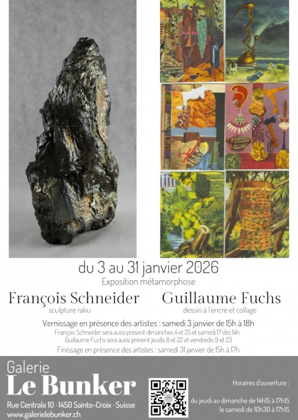 Exposition métamorphose : François Schneider, sculpture et Guillaume Fuchs, dessin à l'encre et collage - Ausstellungen und Museen