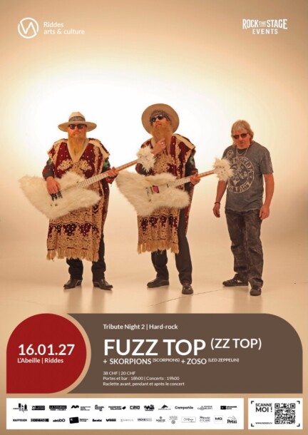 TRIBUTE NIGHT 2 : Fuzz Top (ZZ Top) + Skorpions (Scorpions) + Zoso (Led Zeppelin) - Conciertos - L'Abeille