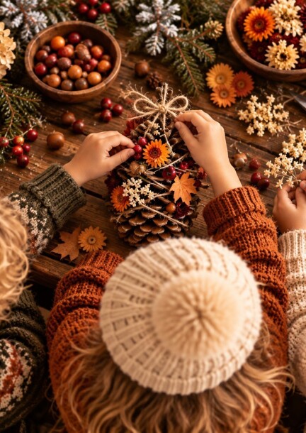 Atelier enfant de décoration d'une pive en suspension - Talleres y pasantías - Garden Centre Schilliger