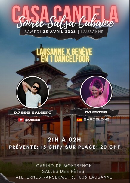 Casa Candela 25 avril 2026 | Lausanne - Ballo - Casino de Montbenon | Salles des fêtes