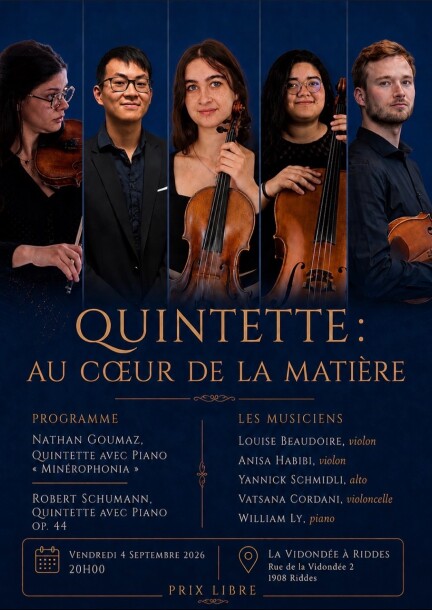 Quintette : au coeur de la matière - Concerts - La Vidondée