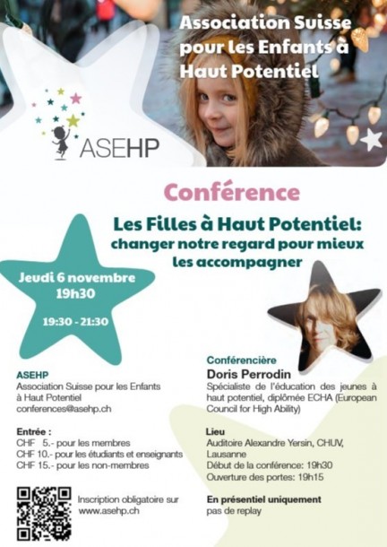 Les Filles à Haut Potentiel : changer notre regard pour mieux les accompagner - Conferences