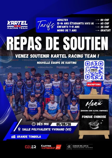 Repas de soutien Kartel Racing Team - Loisirs - Salle polyvalente d'Yvonand