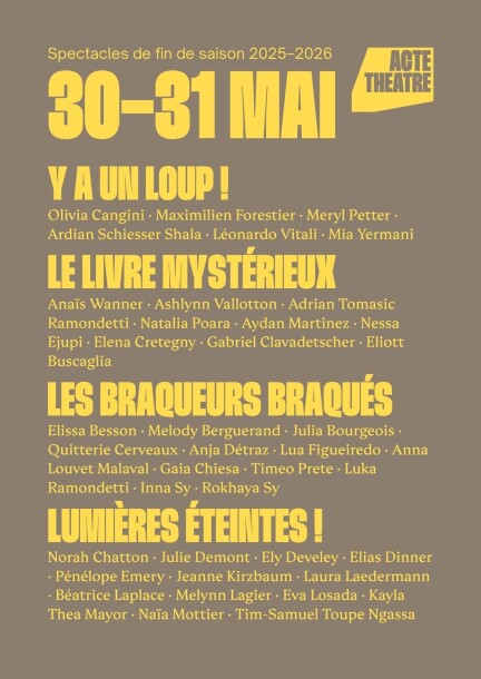 Spectacles ACTE Théâtre — Weekend enfants · mai 2026 - Théâtre et arts vivants - Théâtre des Trois P'tits Tours