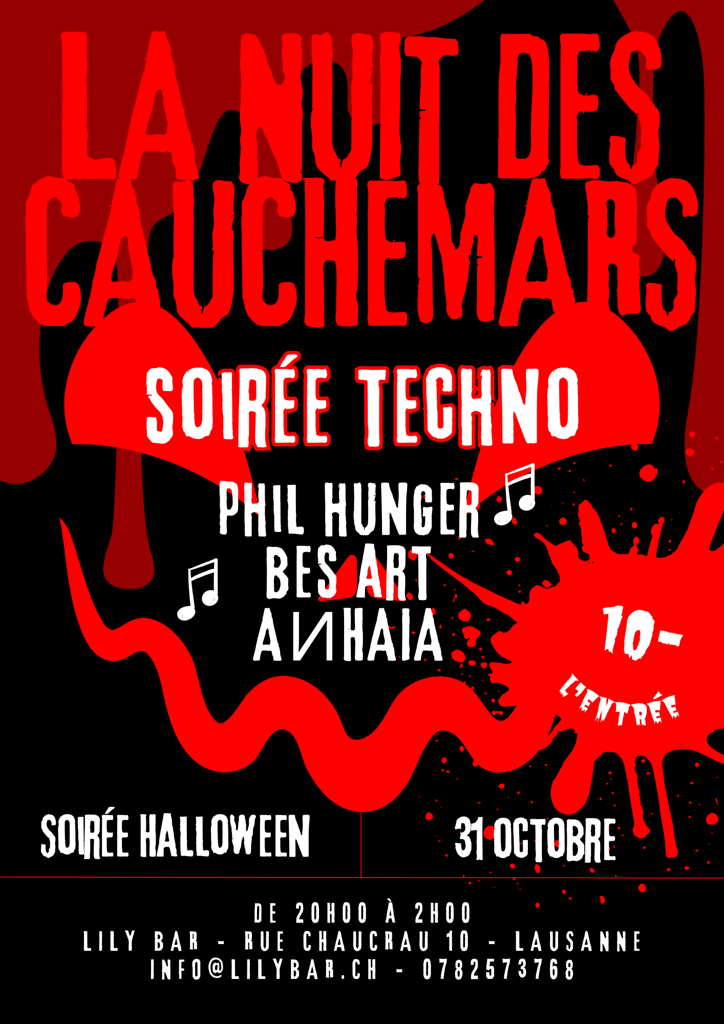 Techno Party - La Nuit des Cauchemars - Lily Bar - Lausanne